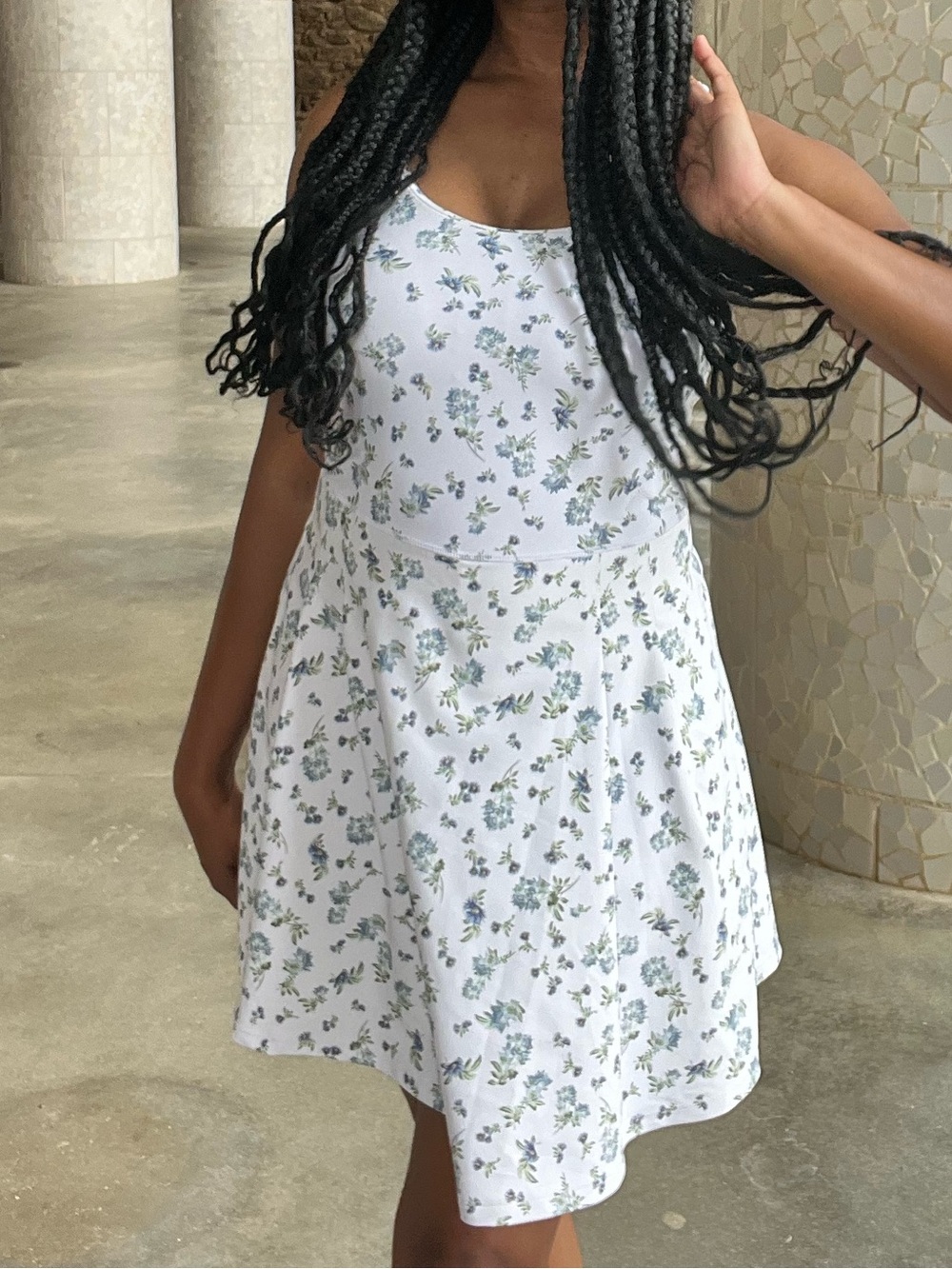 White Floral Athletic Dress